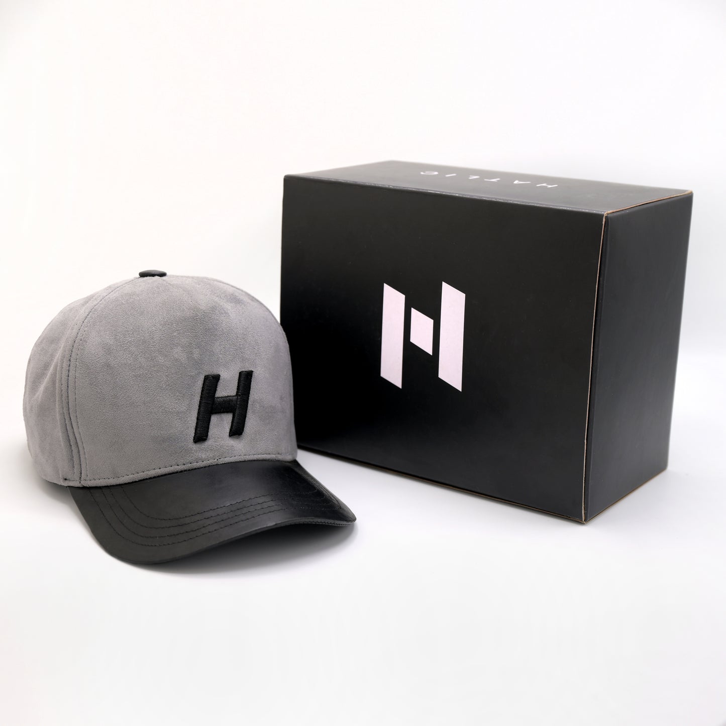 Grey suede H logo cap