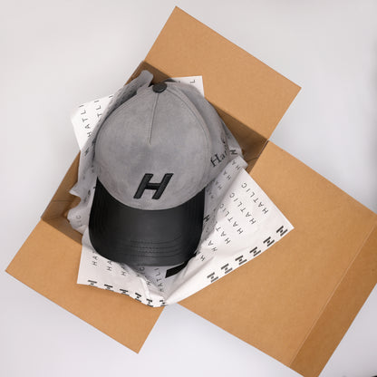 Grey suede H logo cap